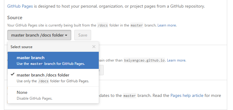 Github Pages Select